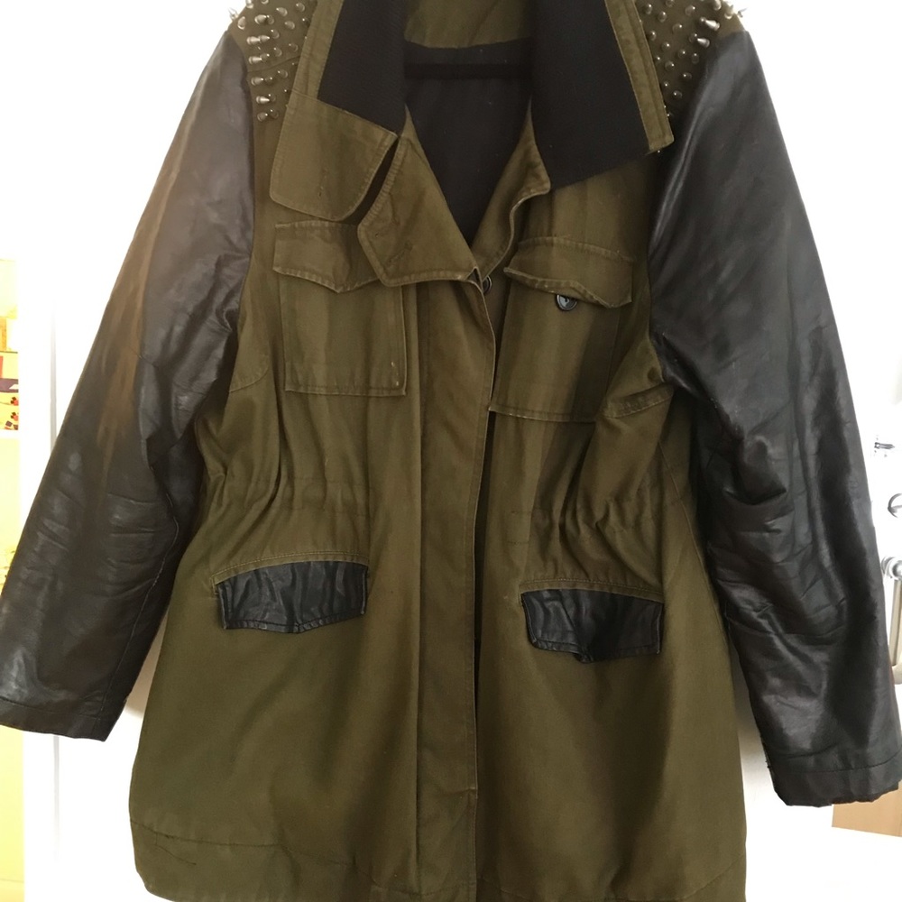 leather sleeved Asos size 18 coat! 1 of a kind:)